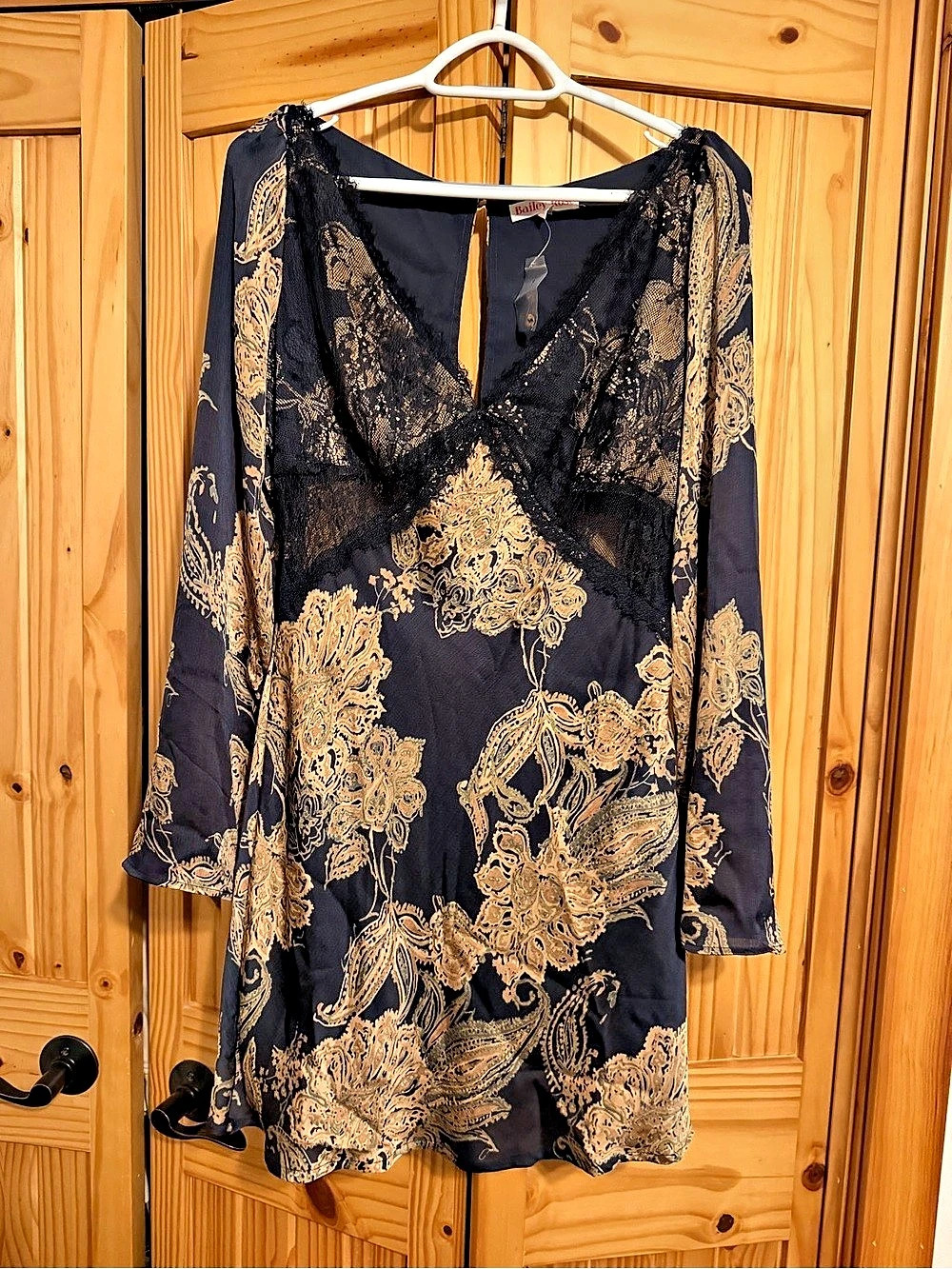 Lane 201 Blue & Gold Paisley Mini Dress NWT